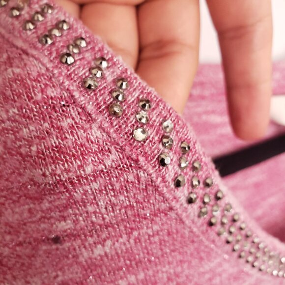 Terra & Sky Pink 3/4 Unique Sleeves Beaded V Neck Blouse Plus Size 0X (14w) - Picture 10 of 15